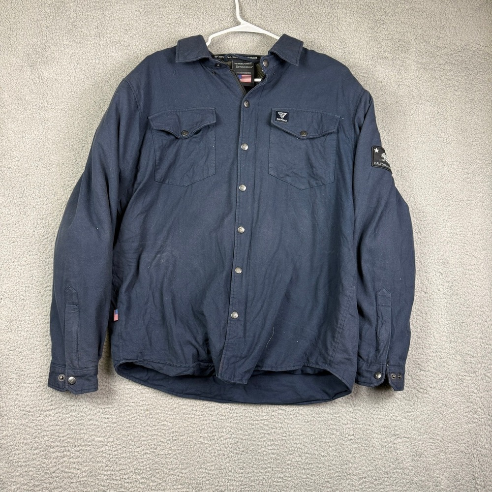 Beyond Riders Armor Blue Quilted Snap Button Work Shirt Jacket Men's XXL‎
